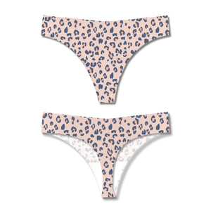 Bonivenshion Women Seamless Thong No Show Thong Leopard Print G-string  Underwear Pack of 3